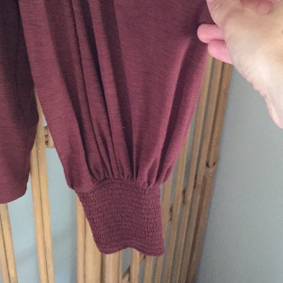 Anthropologie Nation LTD maroon smocked peasant tee size medium - Picture 3 of 5